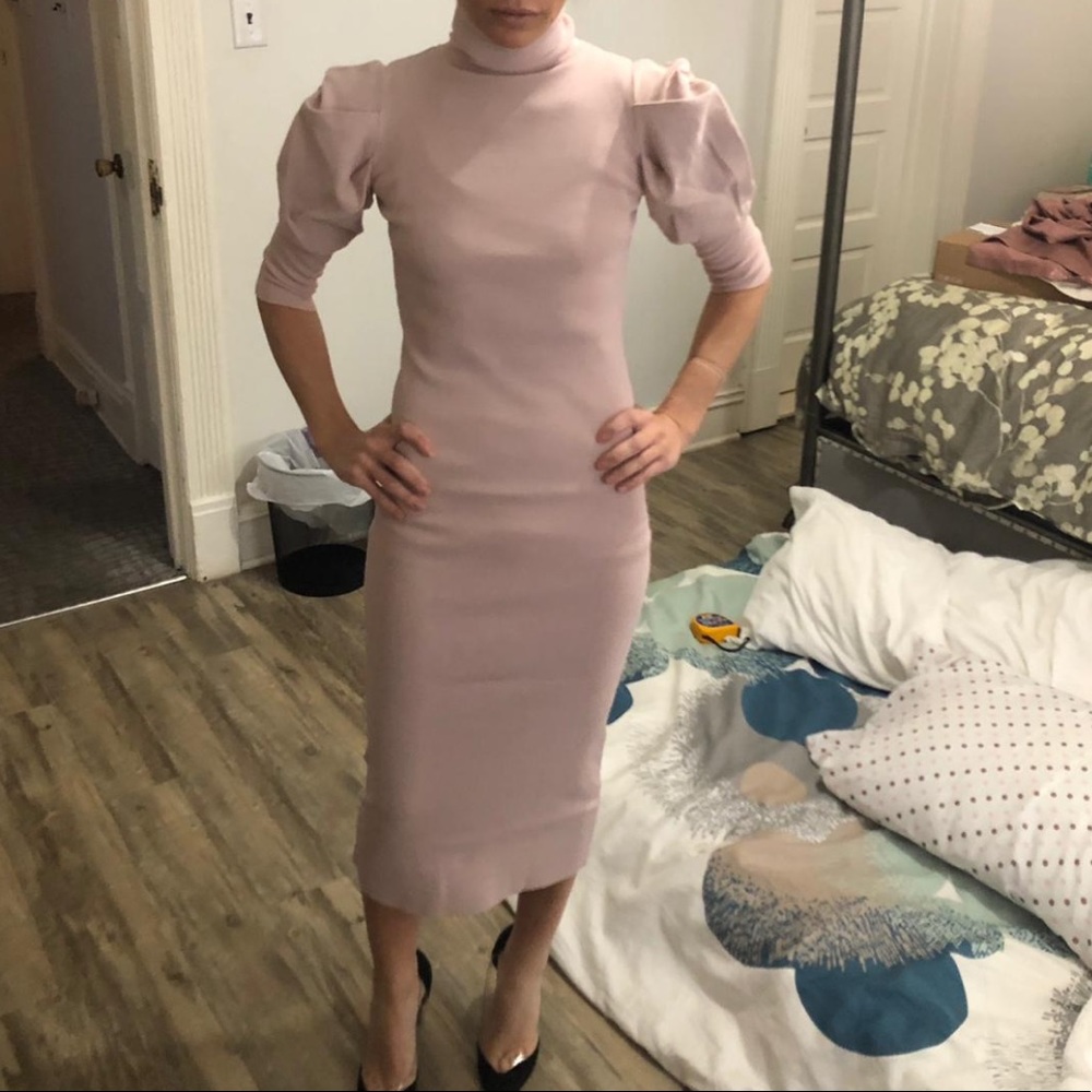 Zara blush midi elasticated dress